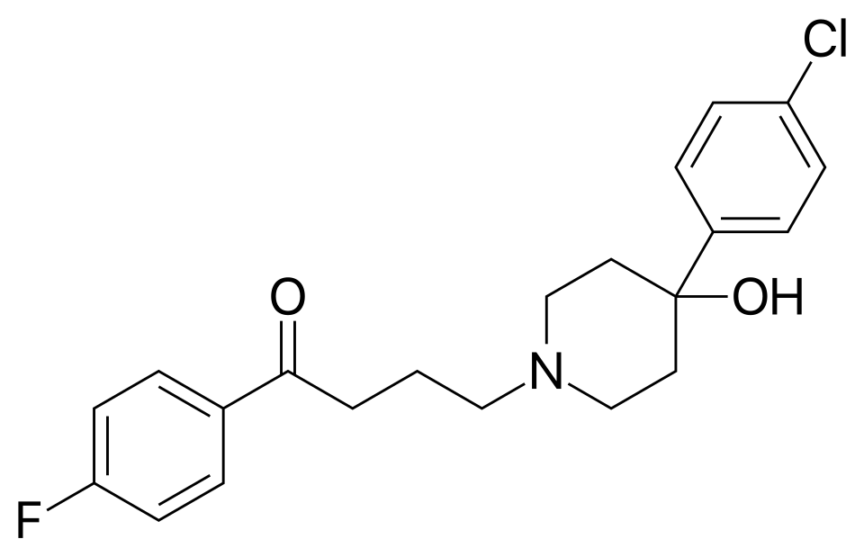 Wzór strukturalny haloperydolu. Źródło: Wikimedia Commons.
