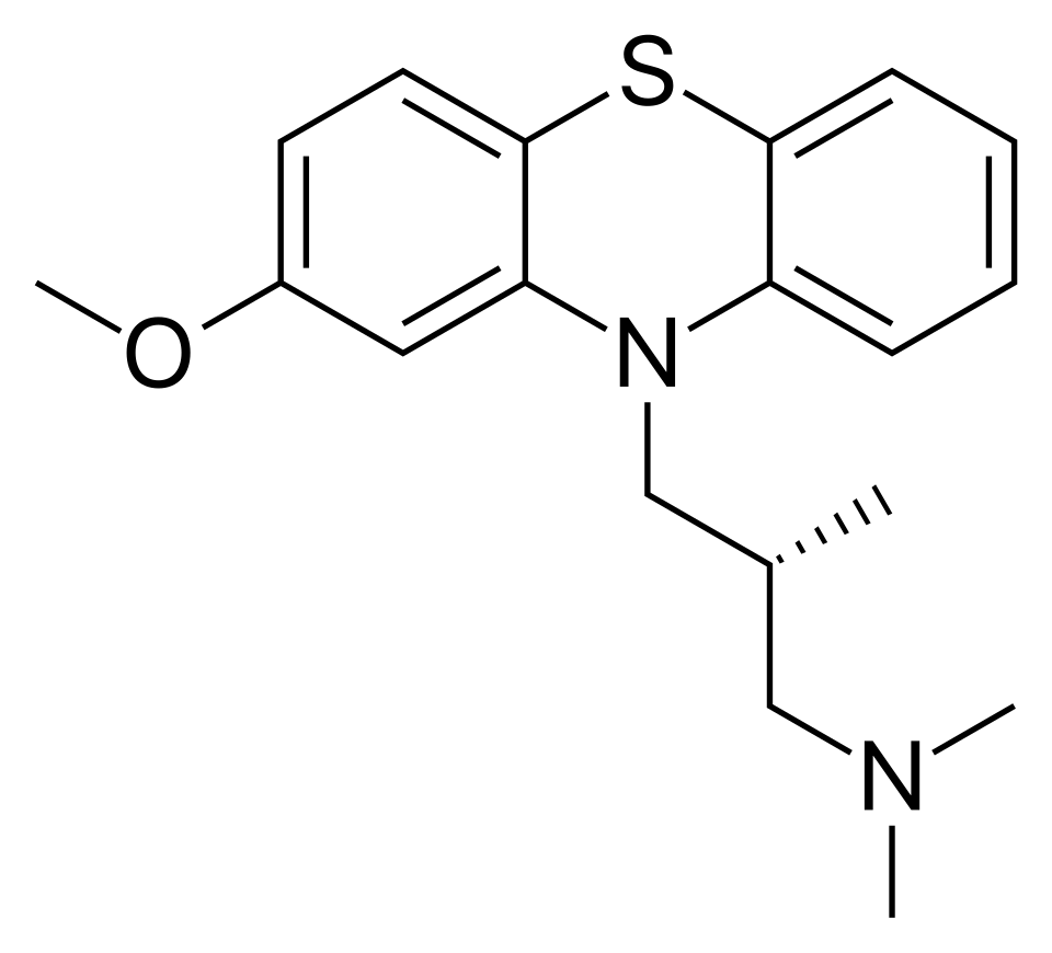 Wzór strukturalny lewomepromazyny. Źródło: Wikimedia Commons.