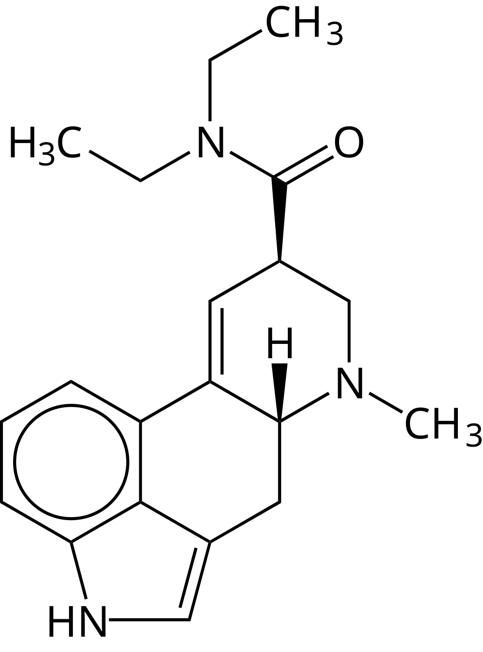 Wzór strukturalny LSD. Źródło: Wikimedia Commons.