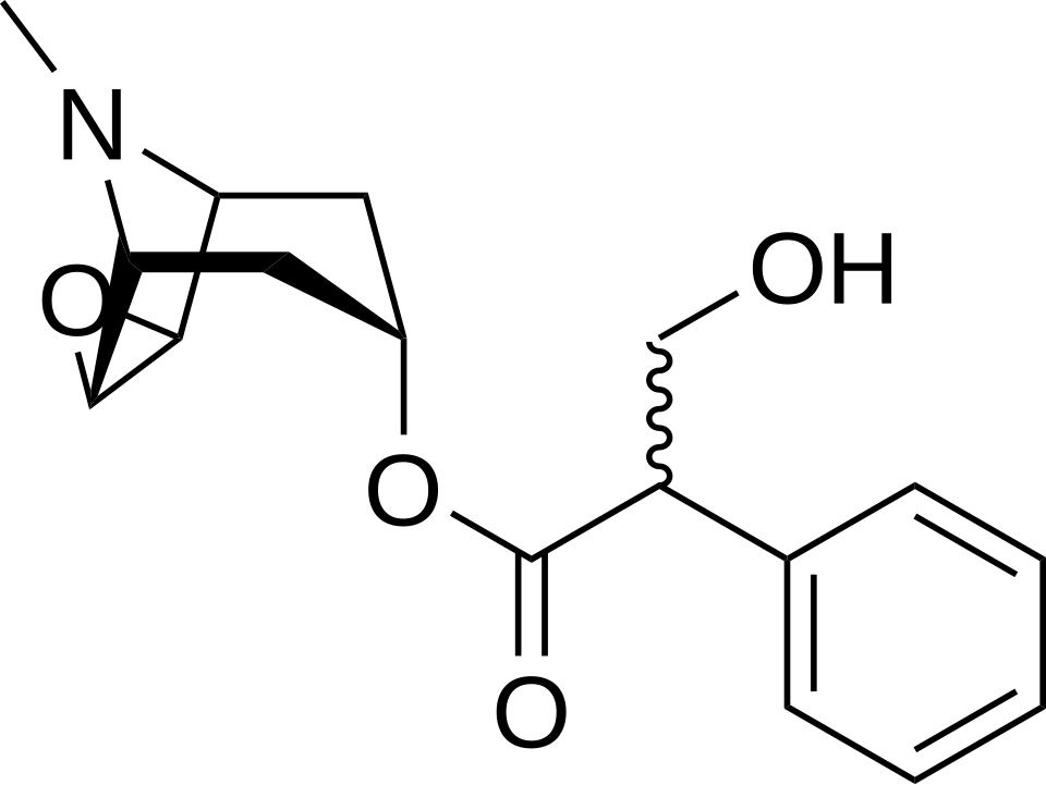 Wzór strukturalny skopolaminy. Źródło: Wikimedia Commons.