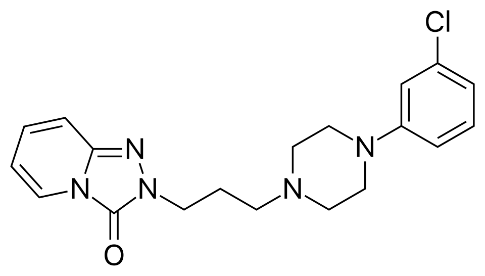 Wzór strukturalny trazodonu. Źródło: Wikimedia Commons.